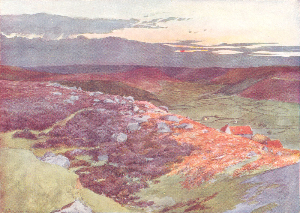 YORKS. The Cleveland Hills. A sunset from Danby Beacon 1908 old antique print